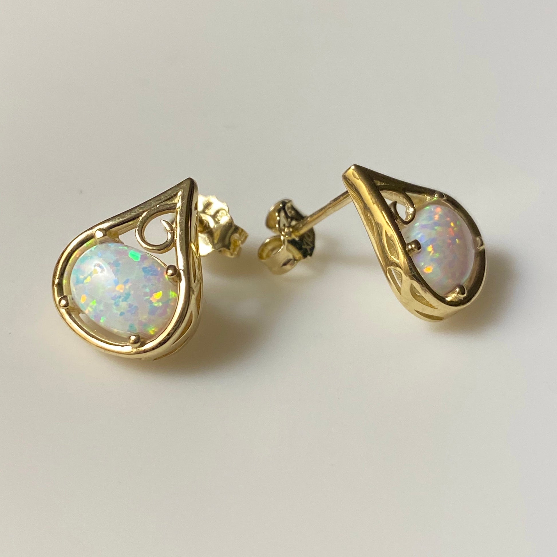 9ct Gold Opalique Fancy Stud Earrings - John Ross Jewellers