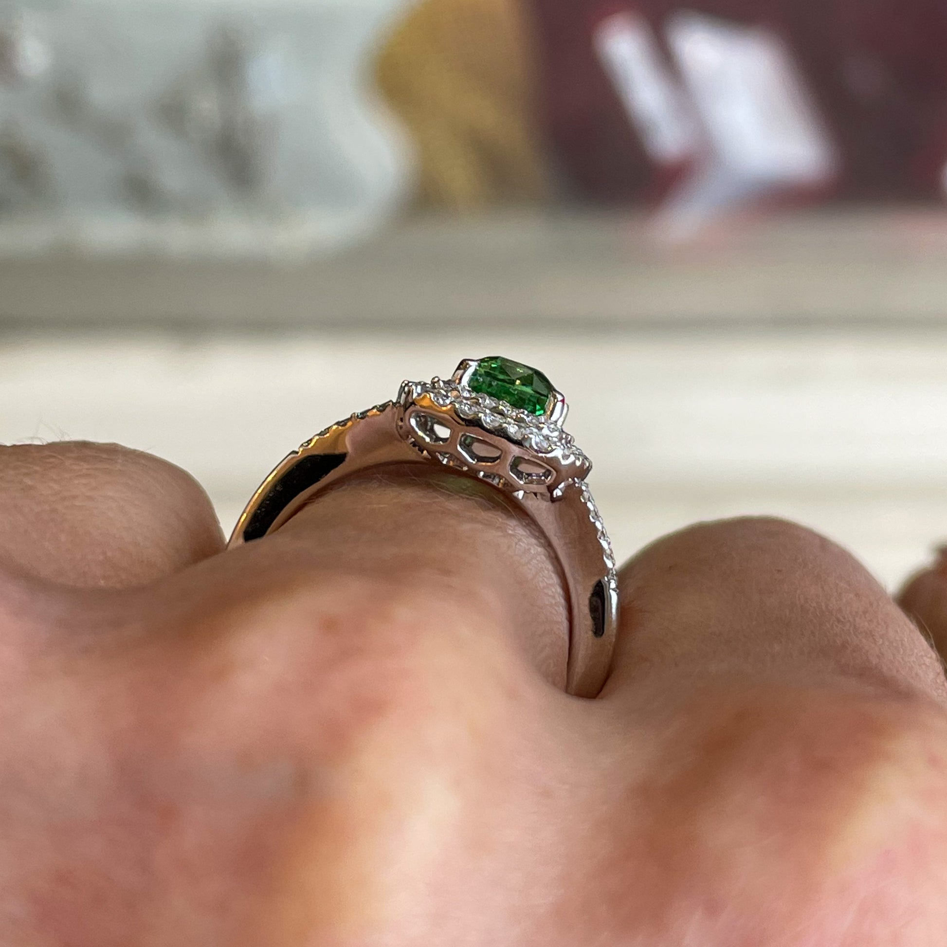 18ct White Gold Tsavorite Garnet & Diamond Ring - John Ross Jewellers