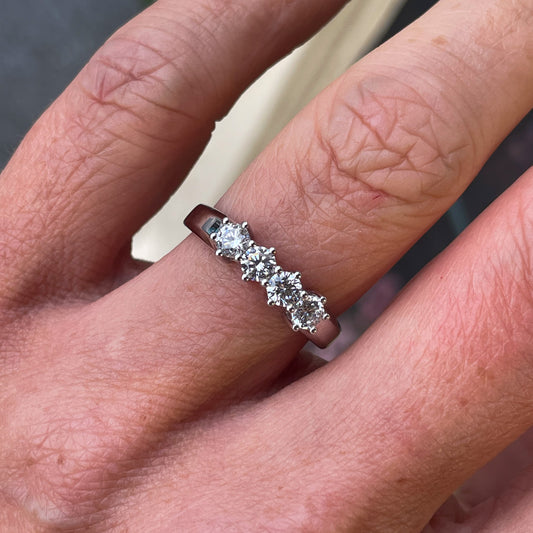 9ct White Gold Four Stone CZ Eternity Ring - John Ross Jewellers