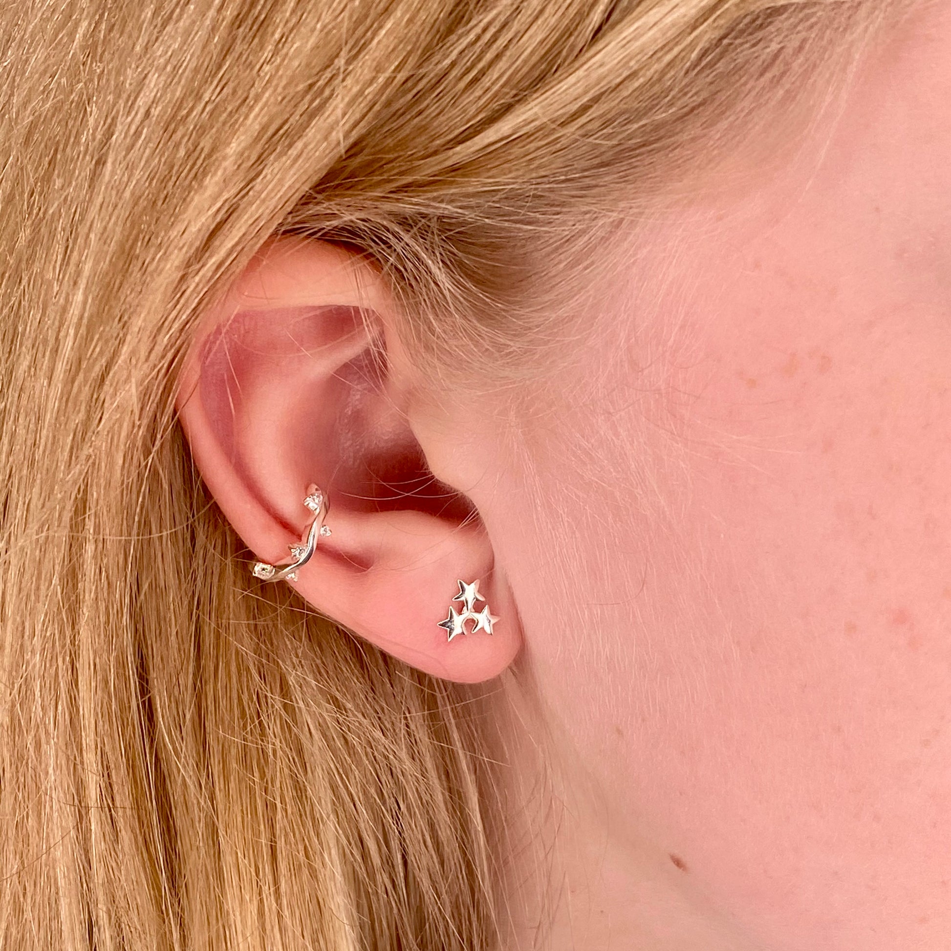 Silver Star Cluster Stud Earrings - John Ross Jewellers