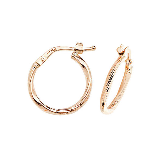 9ct Gold Classic 15mm Bamboo Hoop Earrings - John Ross Jewellers