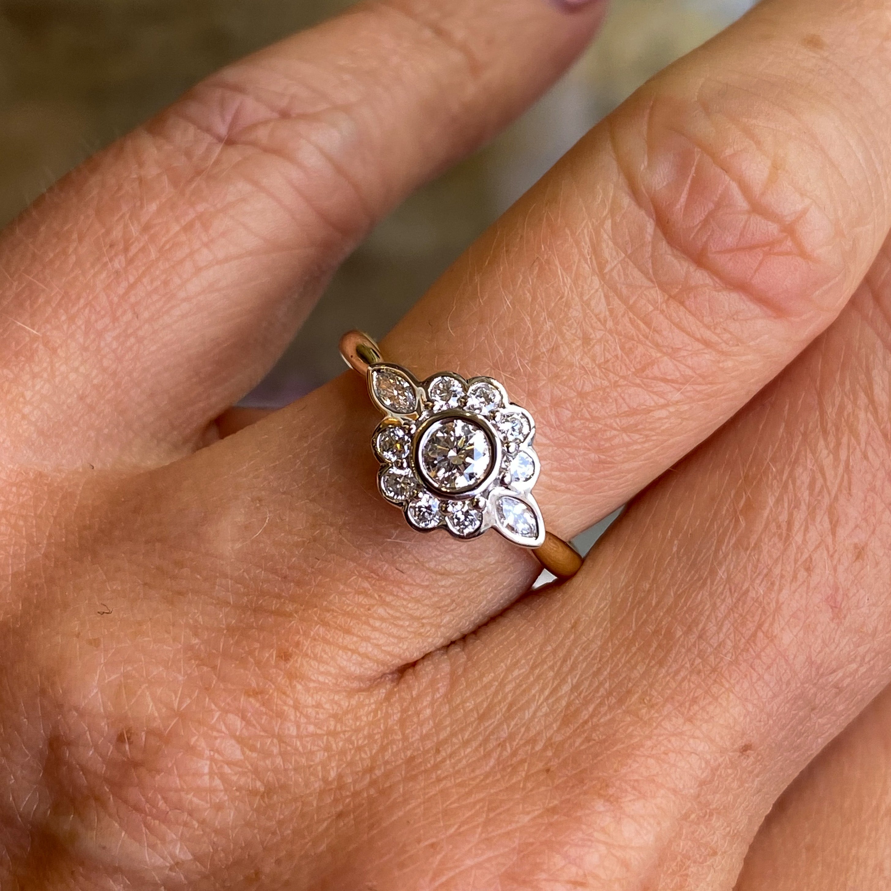 9ct White Gold Flower Style Diamond Cluster Ring – BURLINGTON