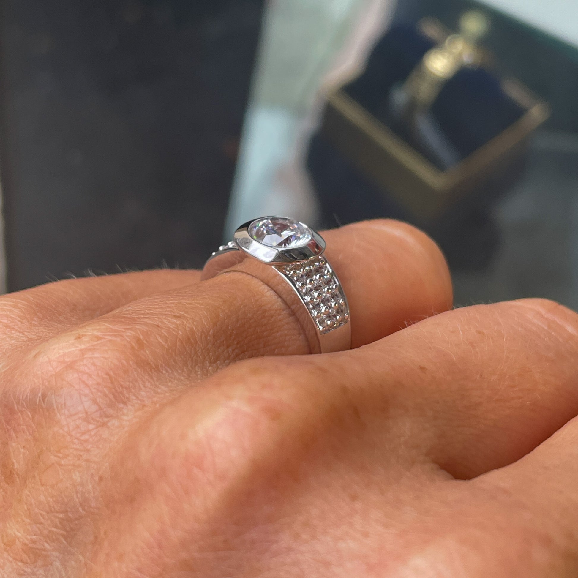 Silver C Flawless CZ Solitaire Cocktail Ring - John Ross Jewellers
