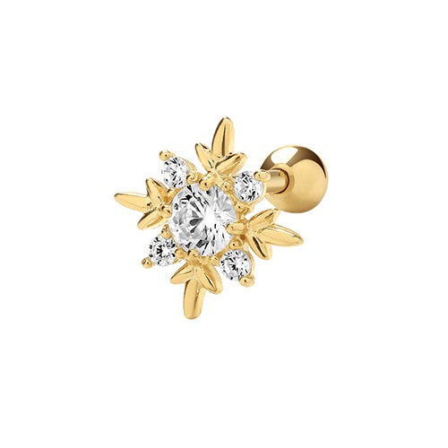 Ear Candy 9ct Gold CZ Snowflake Cartilage Stud - John Ross Jewellers