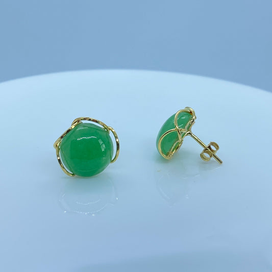 18ct Gold Jade Scintilla Stud Earrings | 15mm - John Ross Jewellers