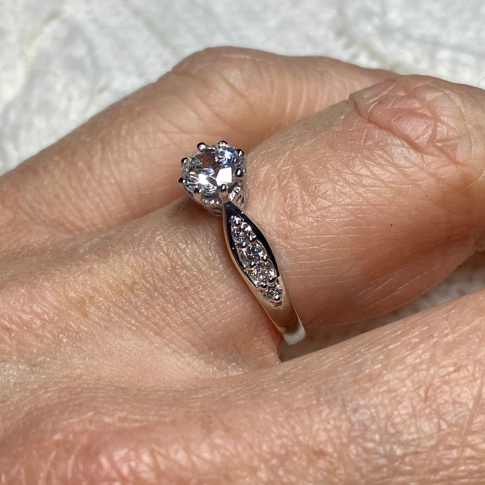 9ct White Gold CZ Solitaire Ring With CZ Set Shoulders - John Ross Jewellers