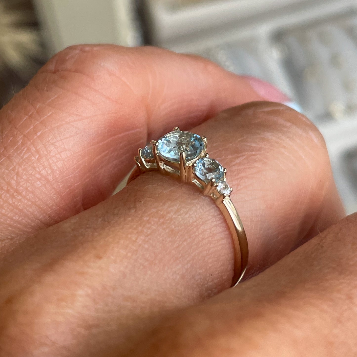 9ct Gold Five Stone Ring - Sky Blue Topaz - John Ross Jewellers