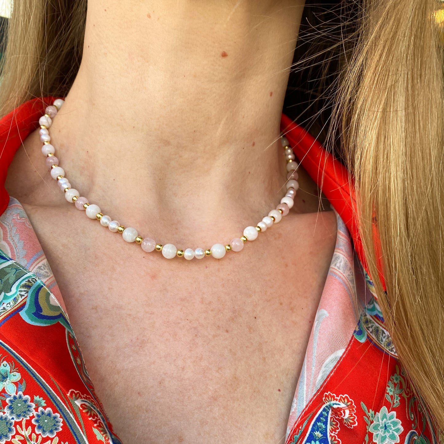 Softest Pink - Limited Edition Quartz & Freshwater Pearl Necklace | 45cm - John Ross Jewellers
