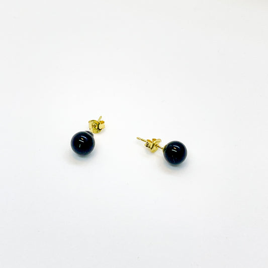 18ct Gold Onyx Stud Earrings | 6mm - John Ross Jewellers
