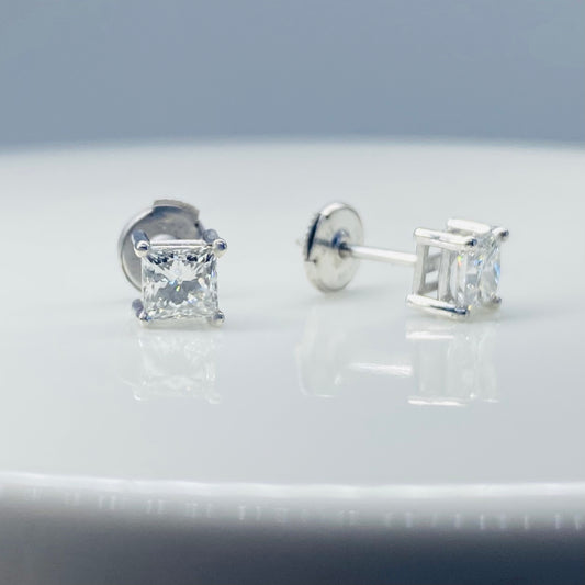 14ct White Gold Diamond Solitaire Stud Earrings - 1ct - John Ross Jewellers