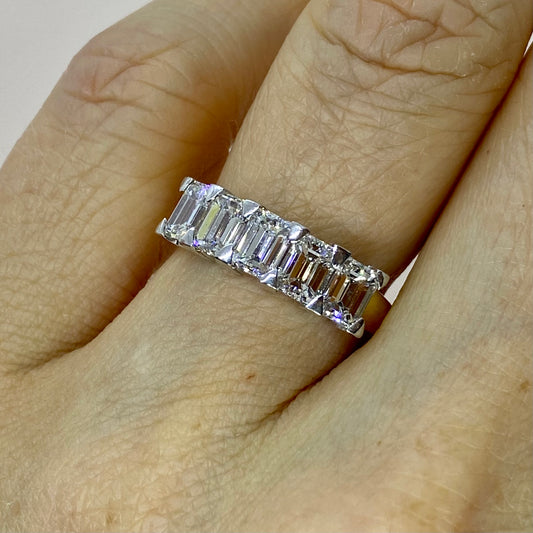 18ct Gold 2.20ct Five Stone Emerald Cut Diamond Eternity Ring - John Ross Jewellers