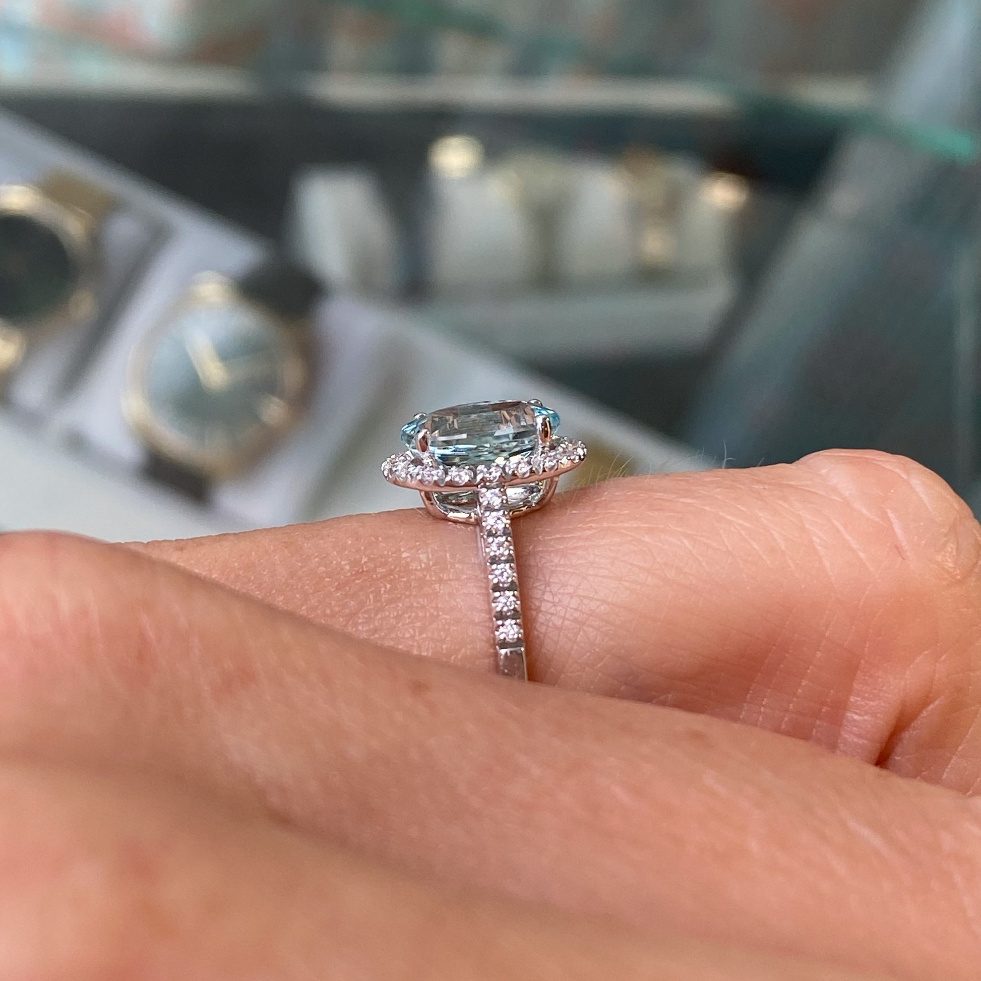 18ct White Gold Aquamarine & Diamond Ring - John Ross Jewellers