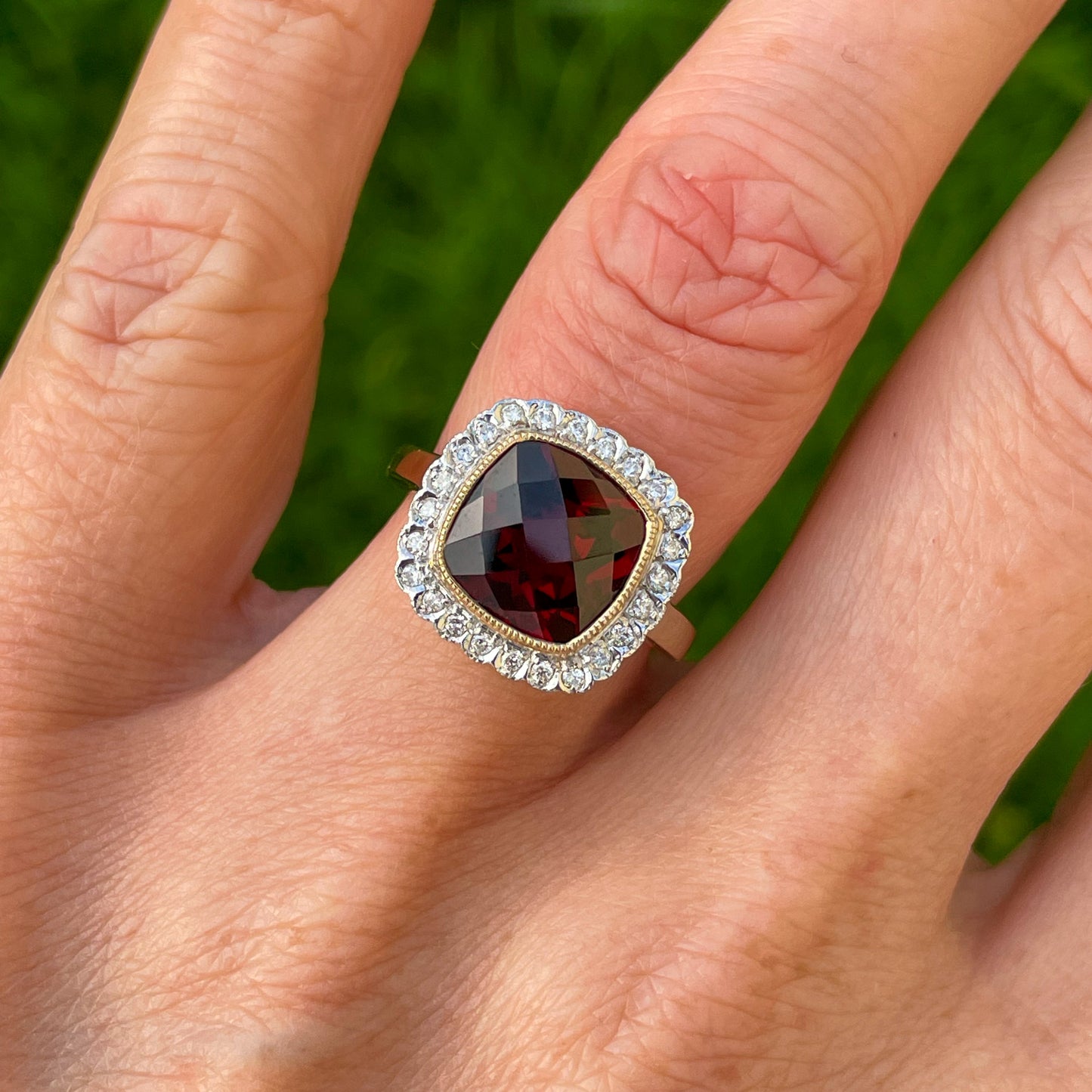 9ct Gold Garnet & Diamond Ring - John Ross Jewellers