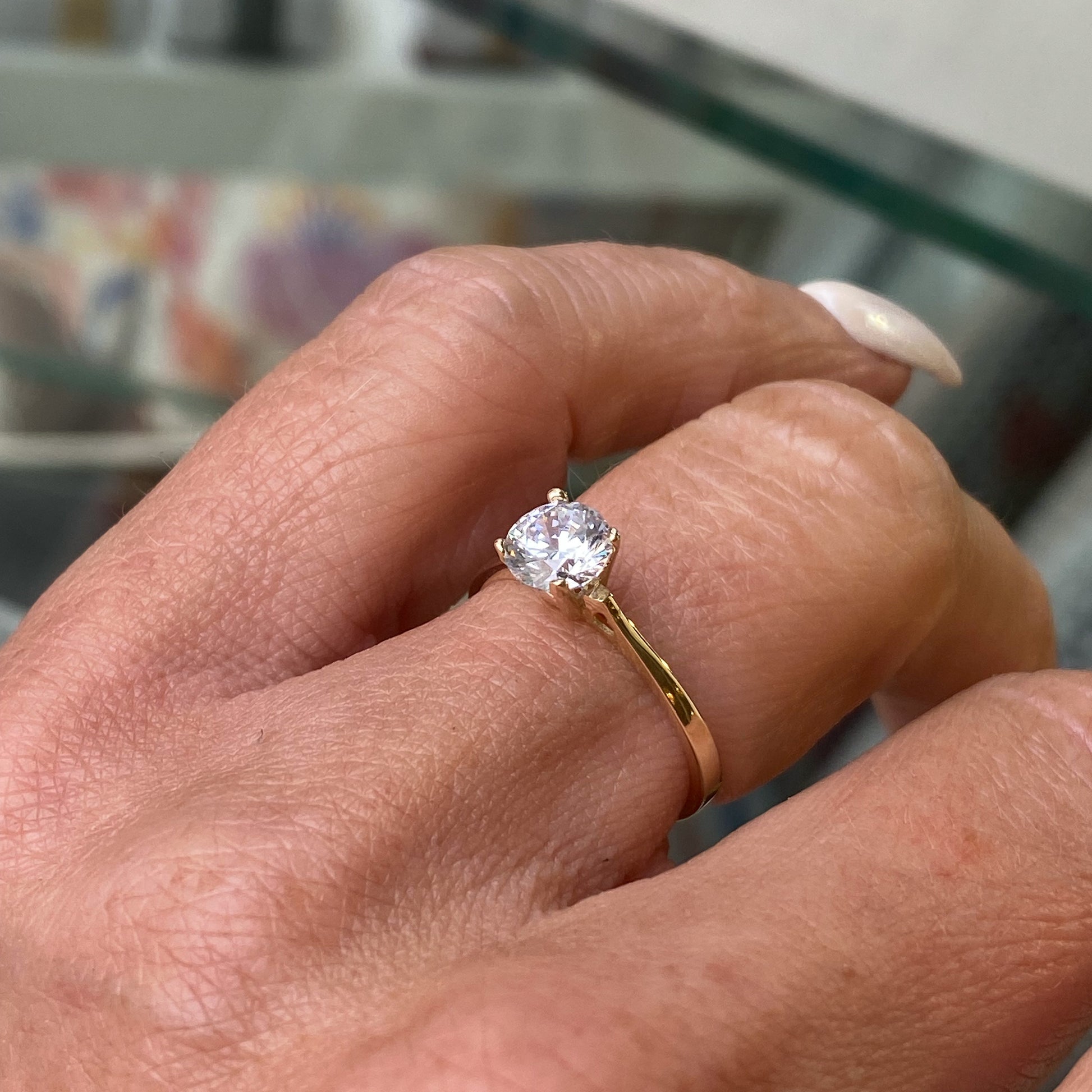 9ct Gold CZ Solitaire Ring with Heart - John Ross Jewellers