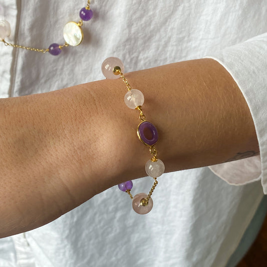 Amethyst and Rose Quartz Bracelet - John Ross Jewellers