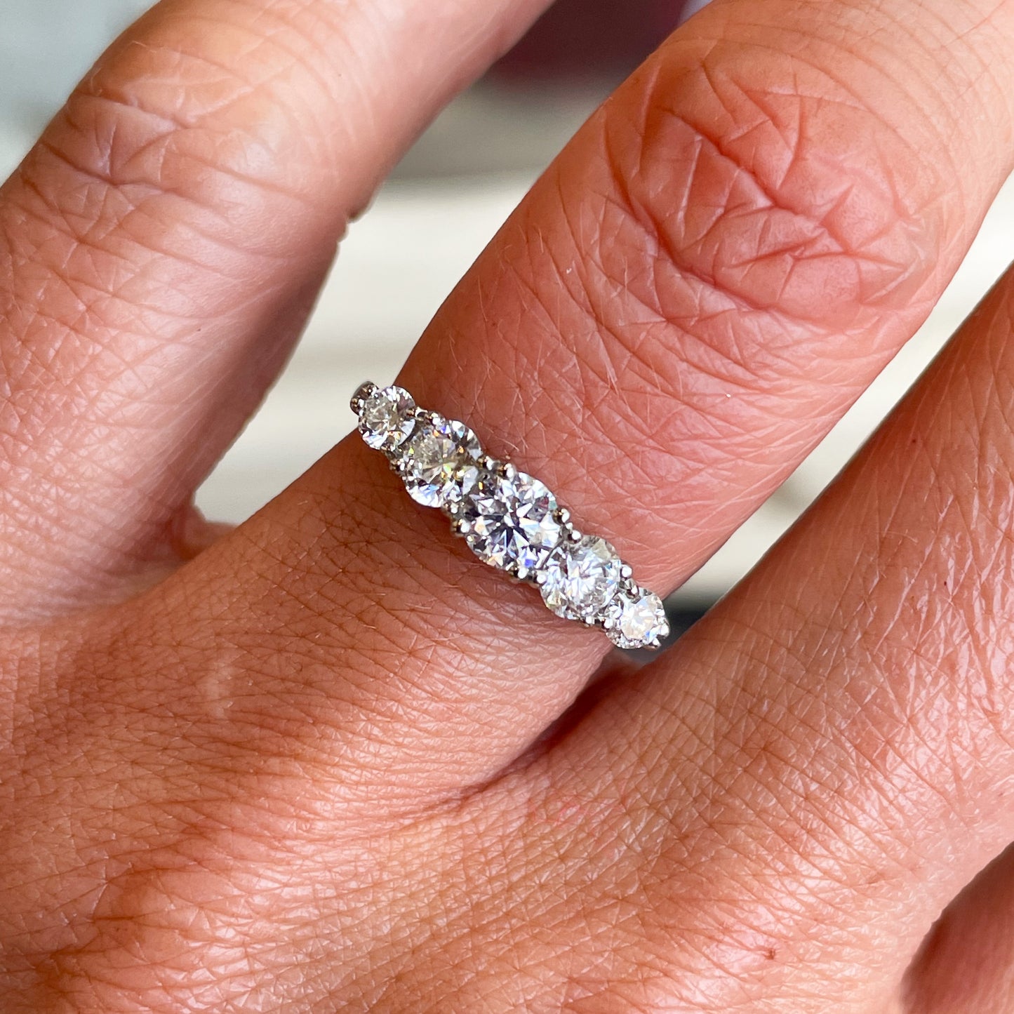 Platinum 1.09ct Five Stone Graduated Diamond Eternity Ring - John Ross Jewellers