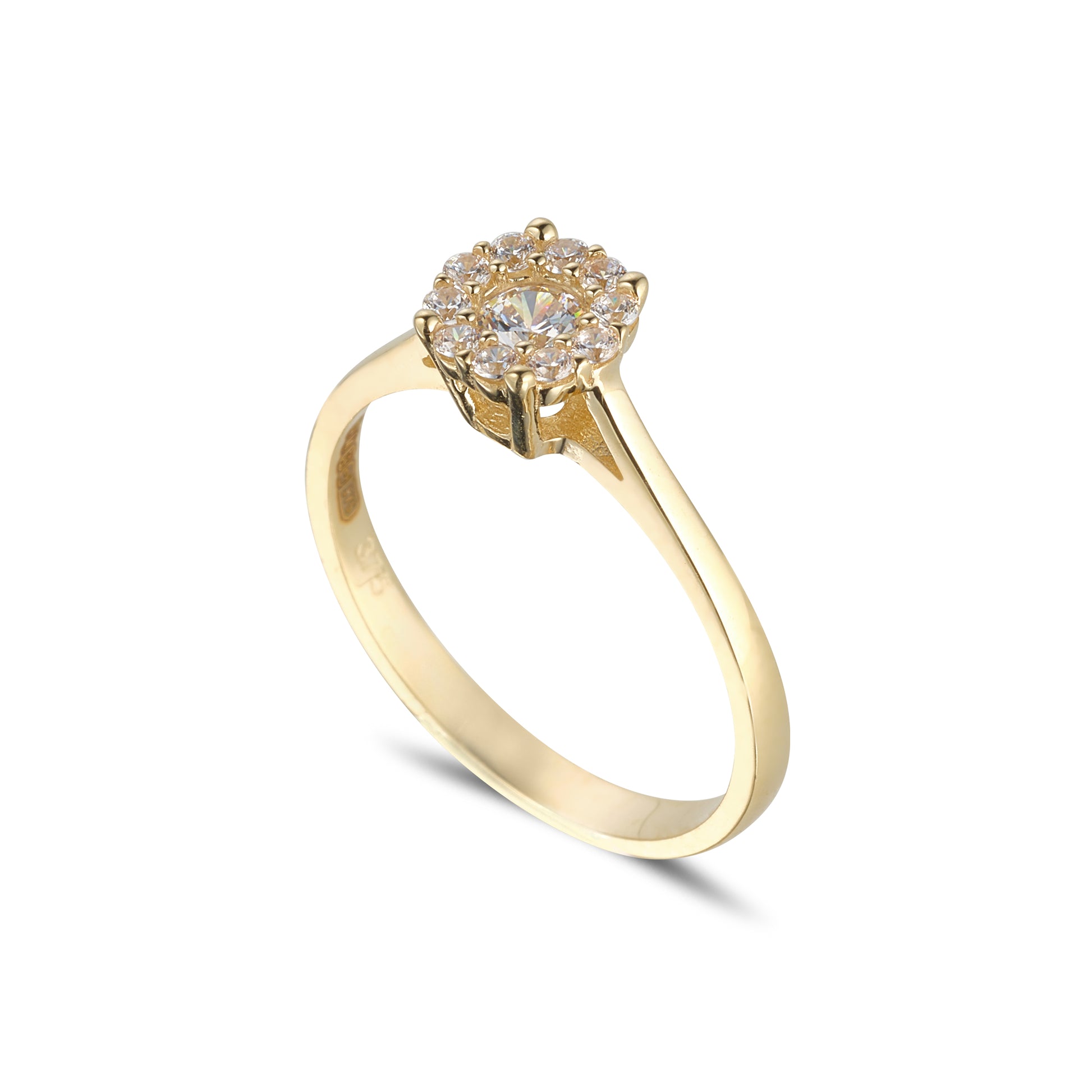 9ct Gold CZ Cluster Solitaire Ring - John Ross Jewellers