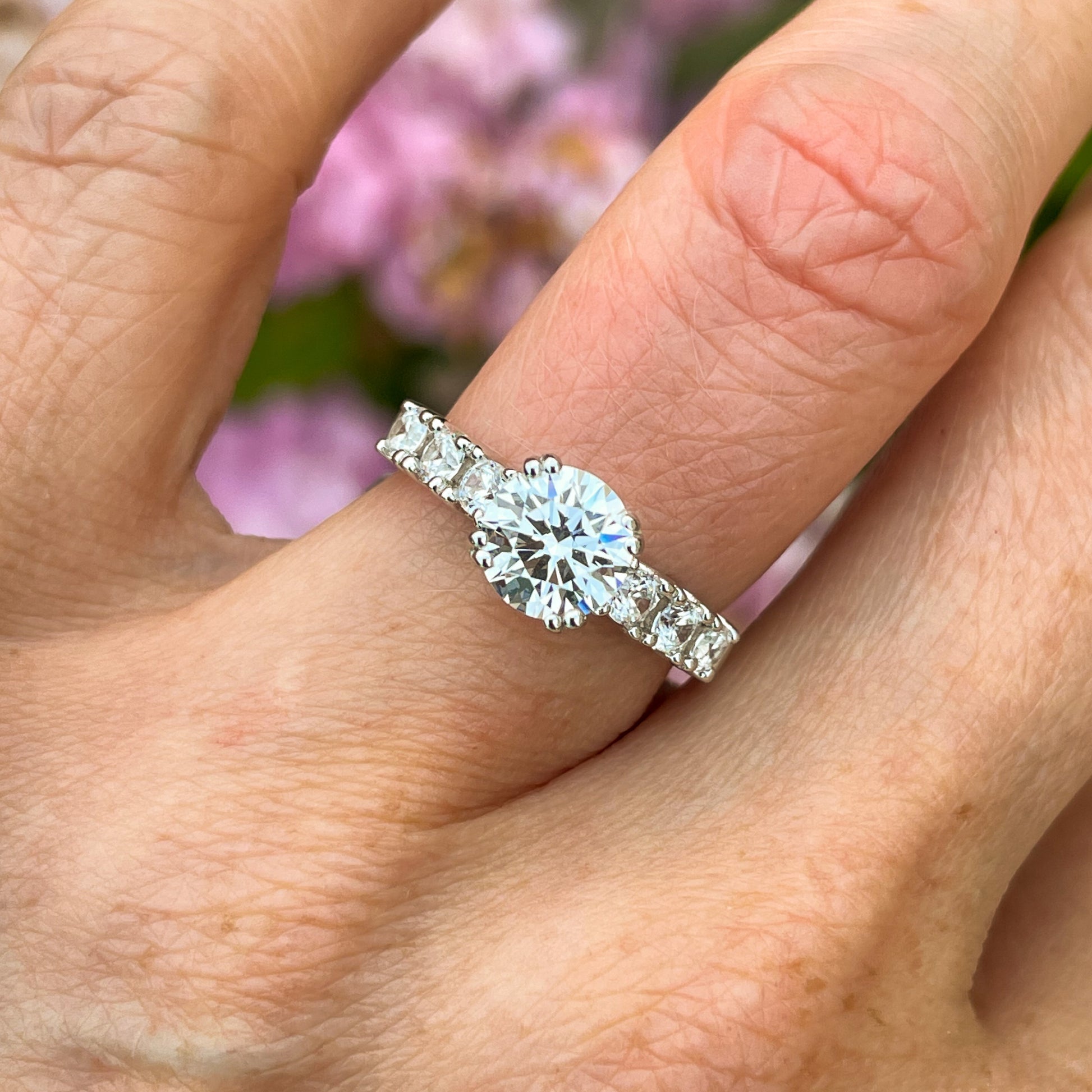 Silver CZ Solitaire Ring | CZ Shoulders - John Ross Jewellers
