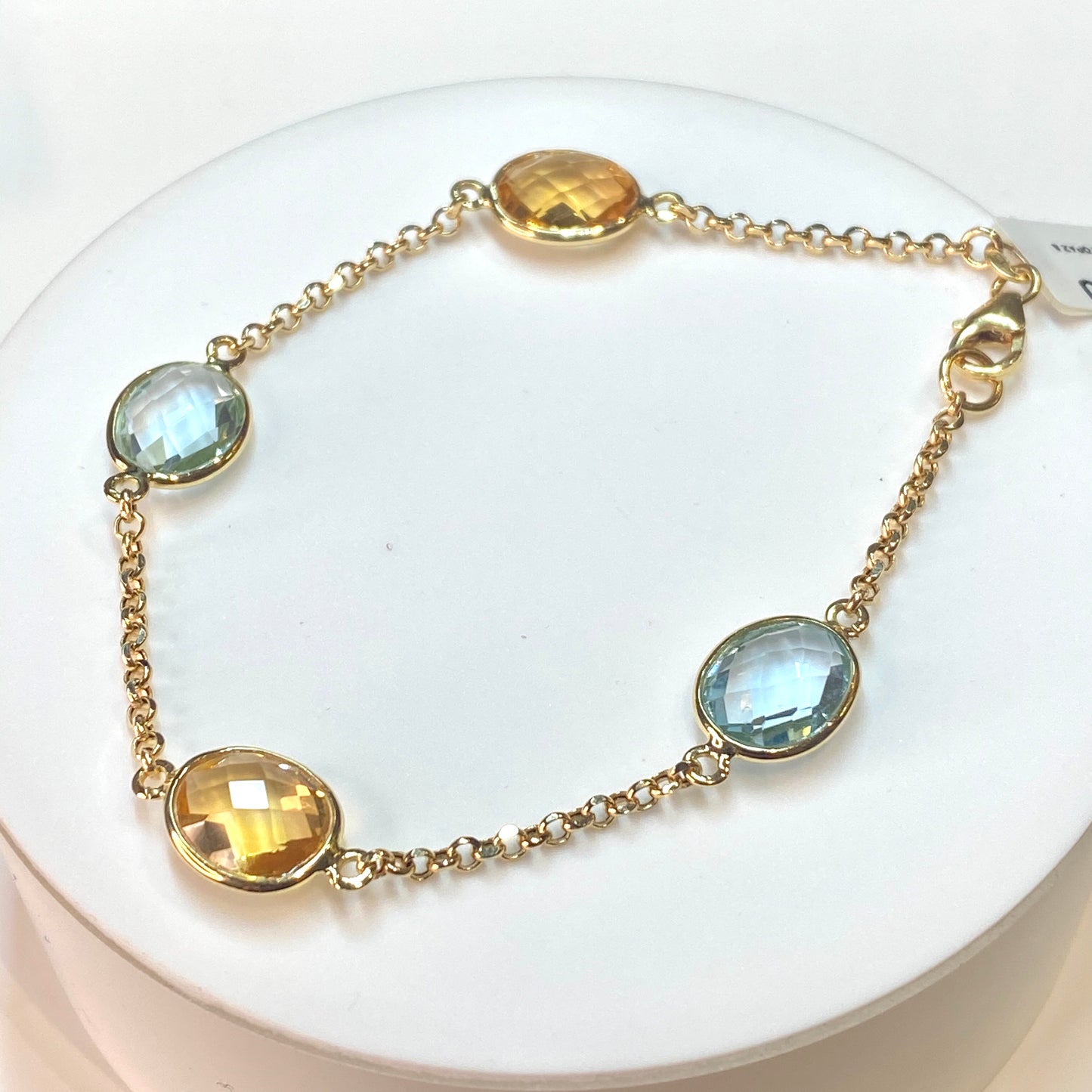 18ct Gold Light Blue Topaz & Citrine Bracelet - John Ross Jewellers
