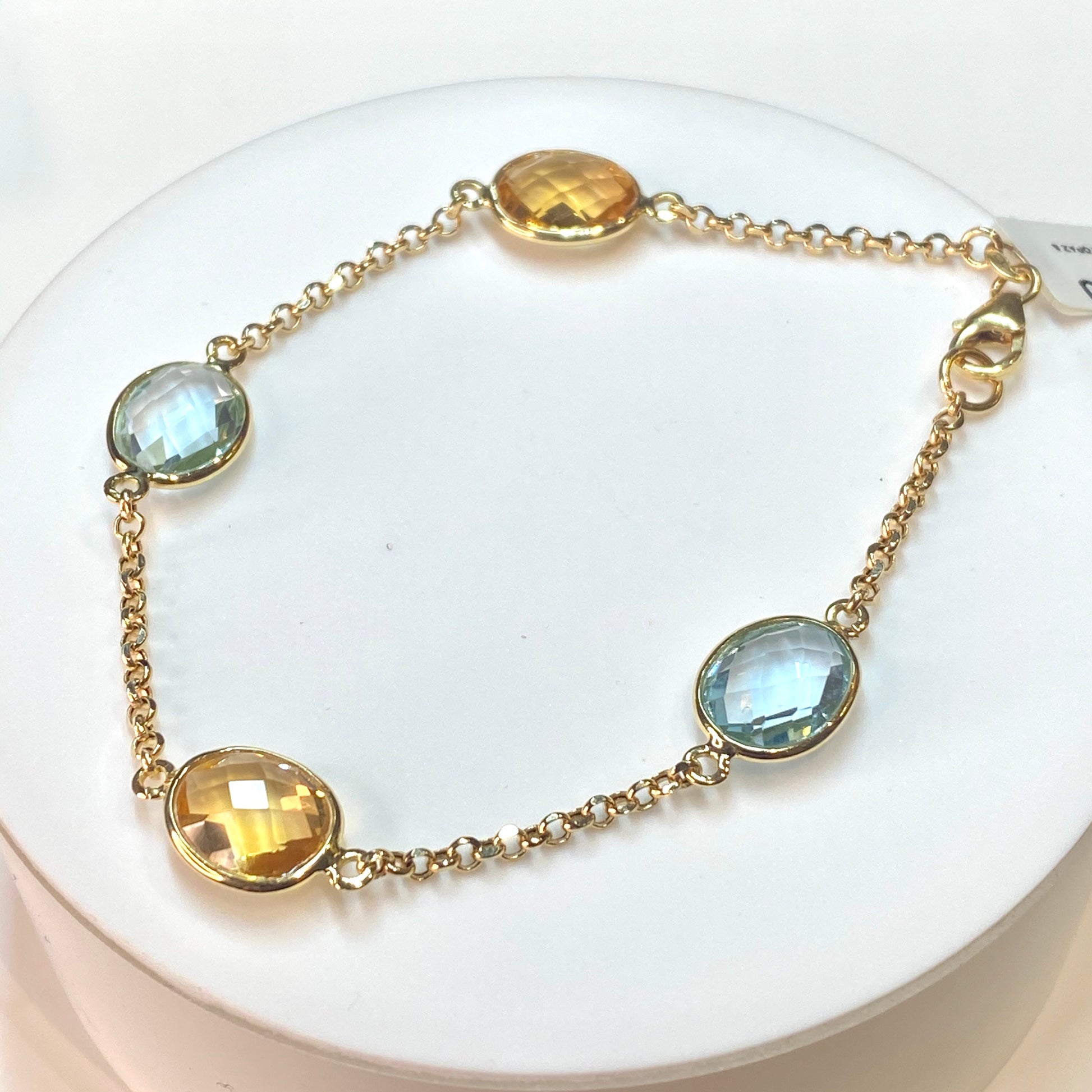 18ct Gold Light Blue Topaz & Citrine Bracelet - John Ross Jewellers