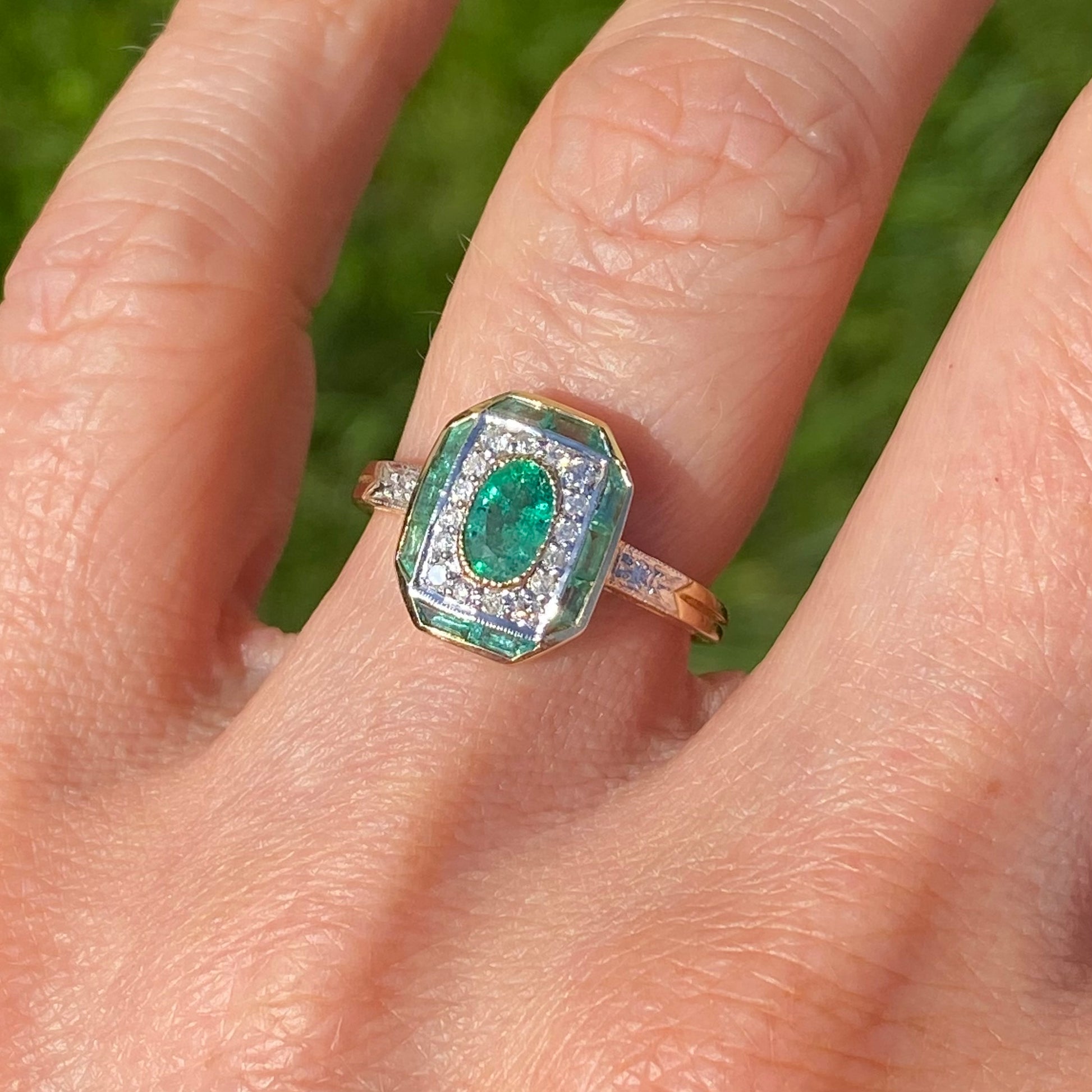 9ct Gold Emerald & Diamond Ring - John Ross Jewellers