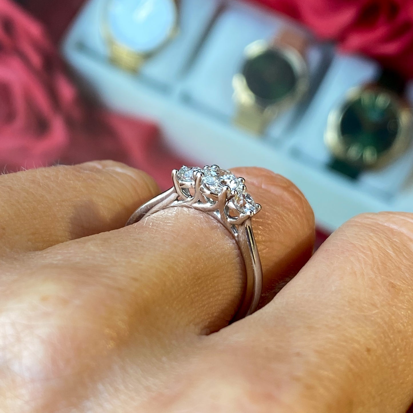 Platinum 0.93ct Trilogy Diamond Engagement Ring | Certified - John Ross Jewellers