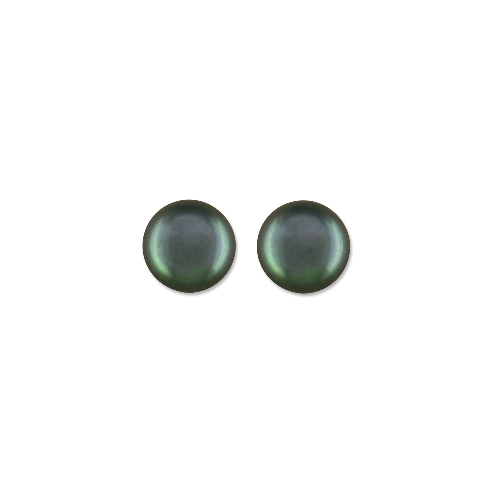 Silver Black Freshwater Pearl 8mm Button Stud Earrings - John Ross Jewellers