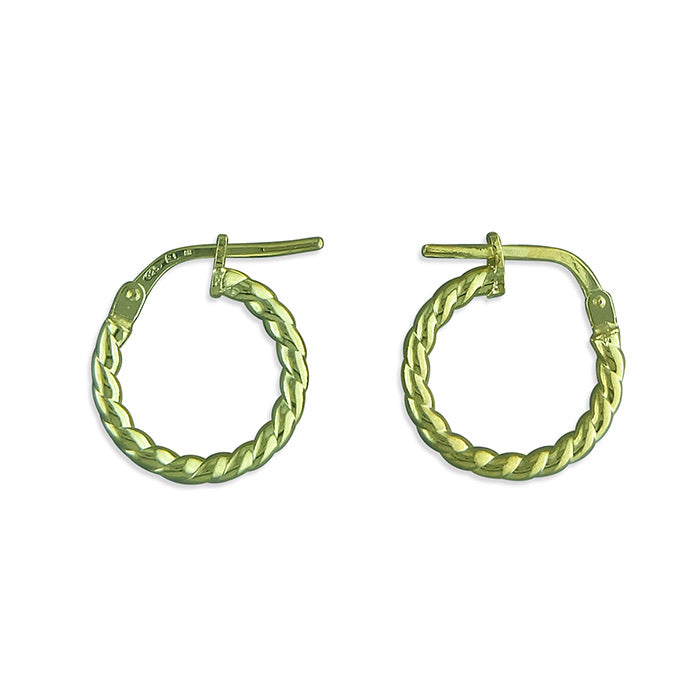 SUNSHINE 14mm Twist Hoop Earrings - Gold - John Ross Jewellers