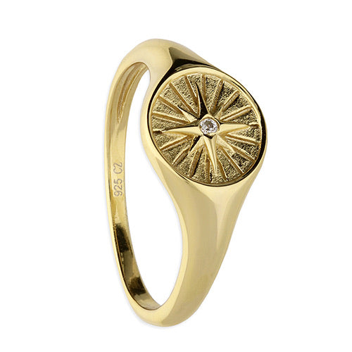 Sunshine CZ Compass Signet Ring - John Ross Jewellers