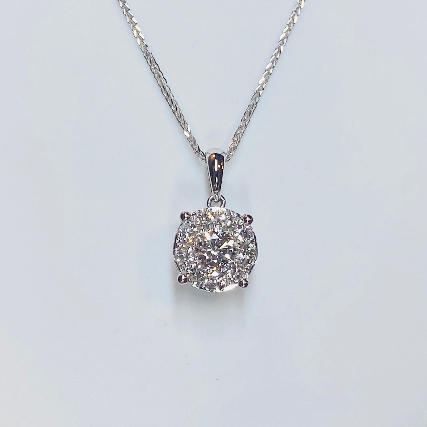 18ct White Gold Diamond Set Pendant - 0.85ct - John Ross Jewellers
