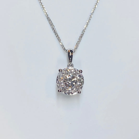 18ct White Gold Diamond Set Pendant - 0.85ct - John Ross Jewellers