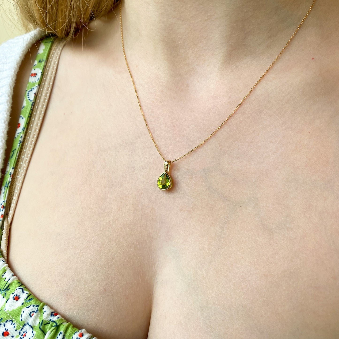 9ct Gold Peridot Pear Necklace - John Ross Jewellers