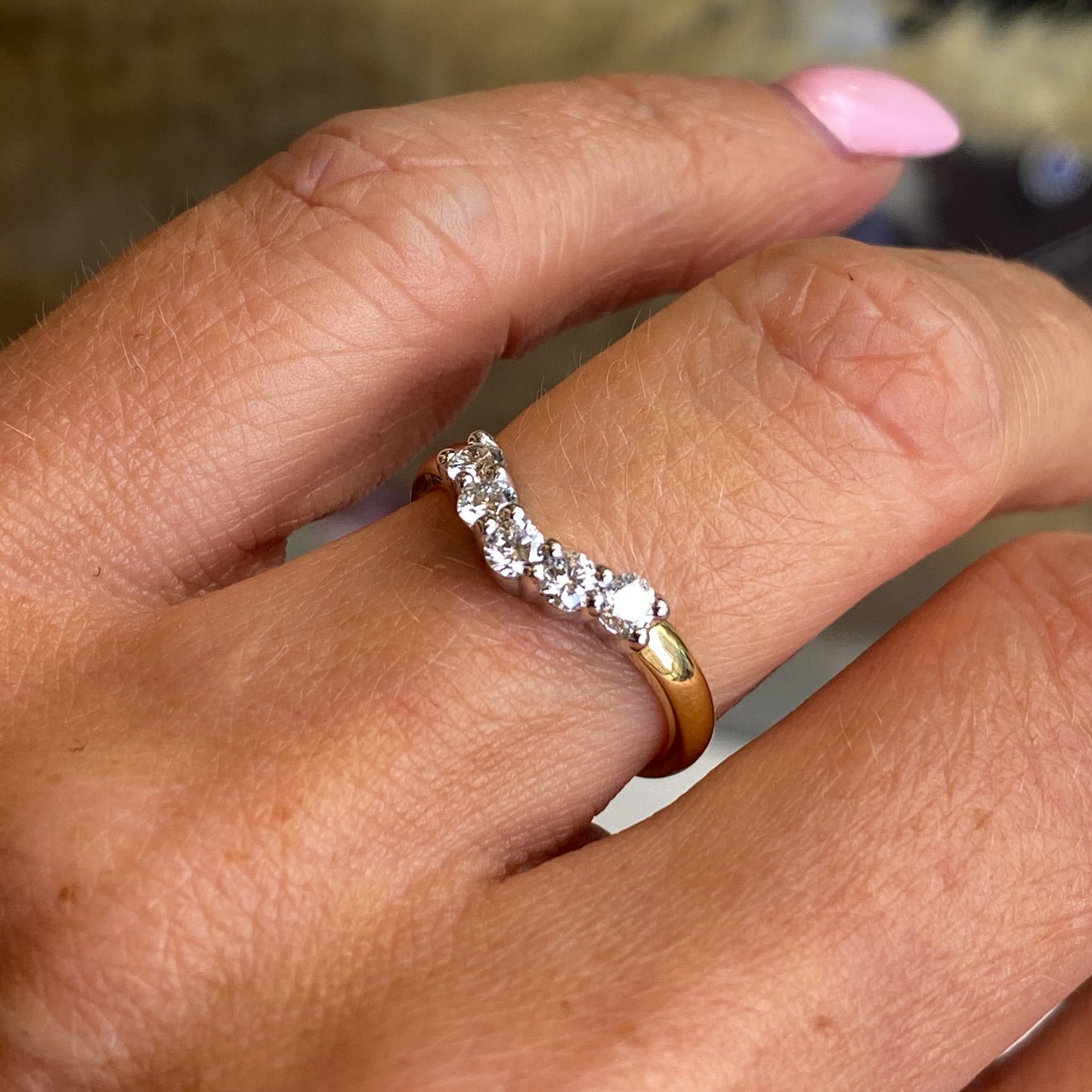 18ct Gold 0.42ct Five Stone Diamond Eternity Ring | Curved - John Ross Jewellers