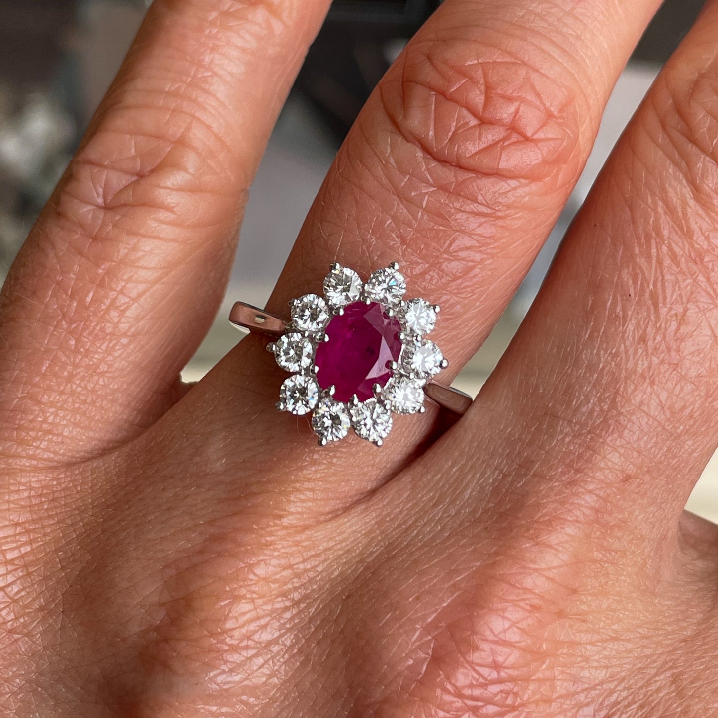 18ct White Gold Ruby & Diamond Ring - John Ross Jewellers