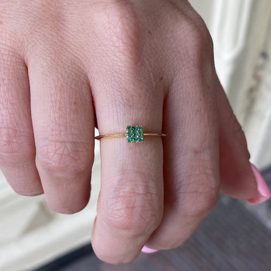 REBECCA Lux Emerald Quadra Ring | 18ct Yellow Gold - John Ross Jewellers