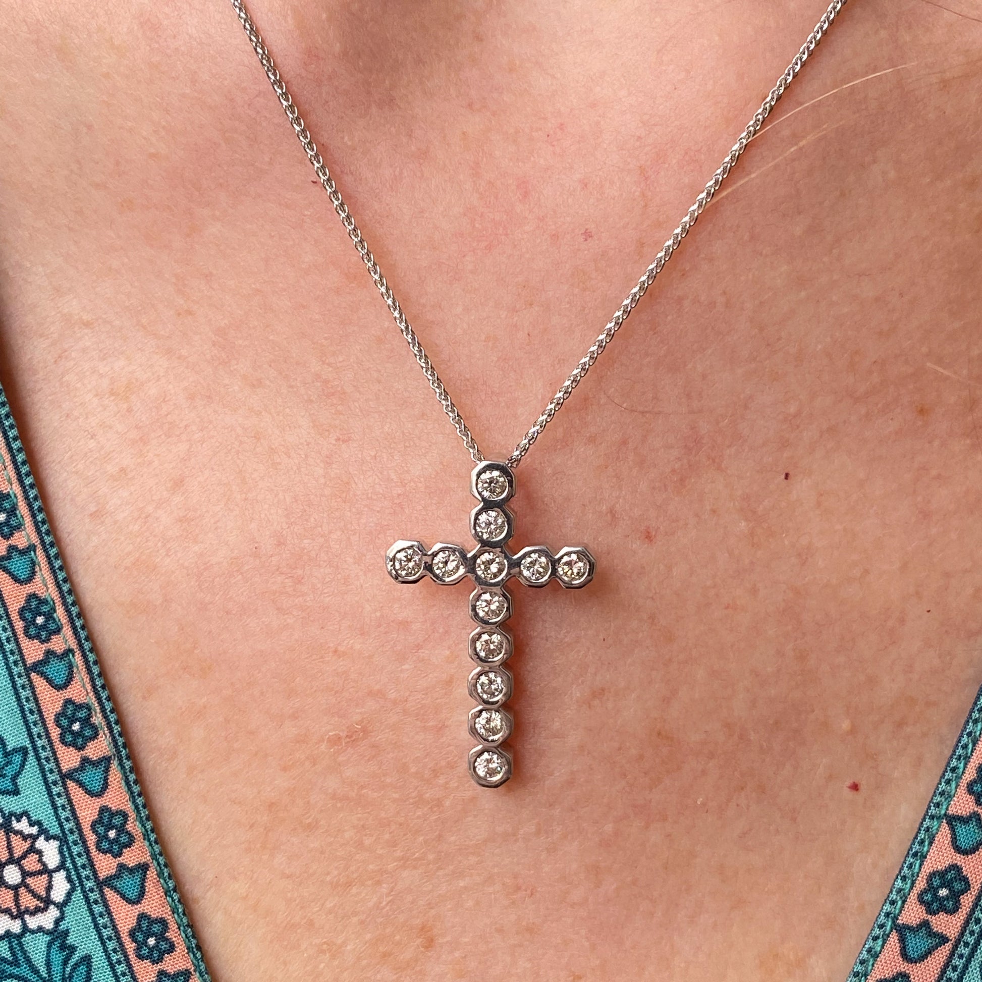 18ct White Gold 1ct Diamond Apostle's Cross Necklace - John Ross Jewellers