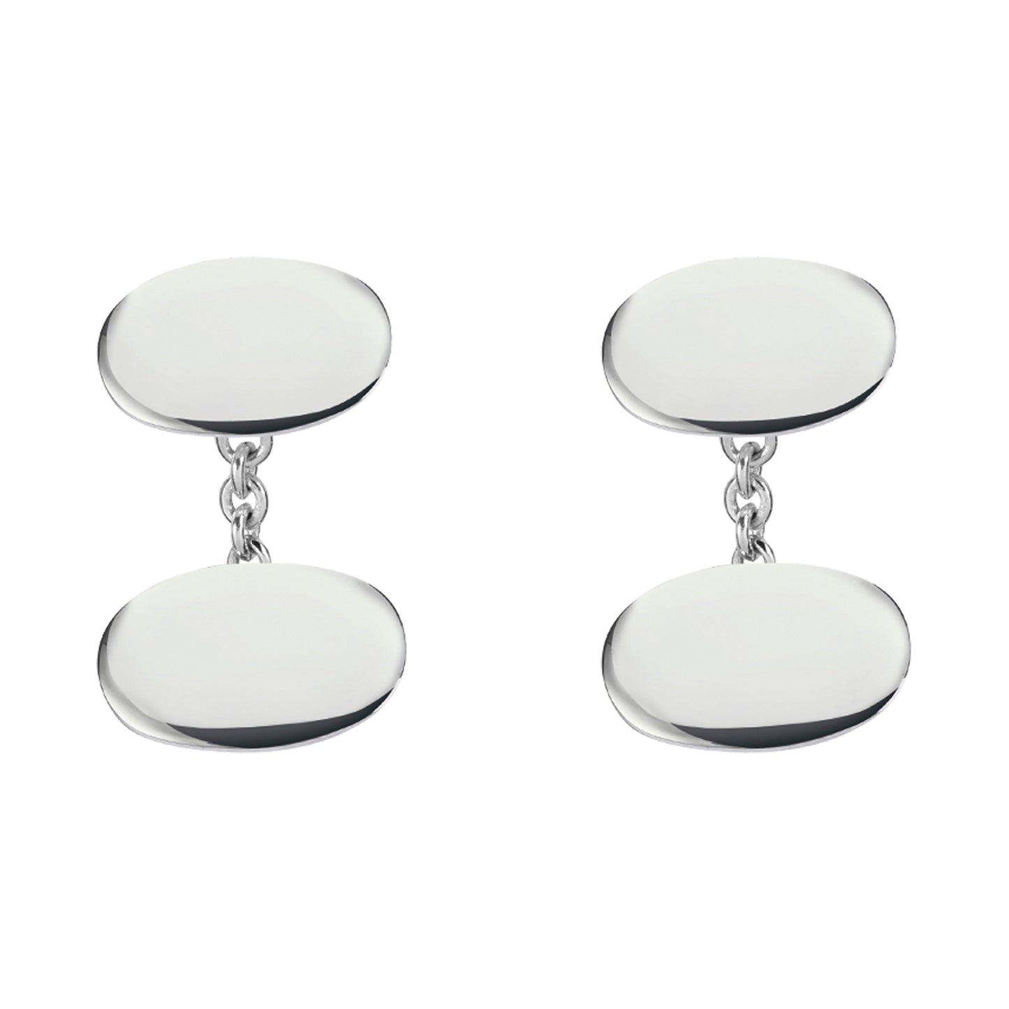 Silver Oval Chain Cuff Links - John Ross Jewellers