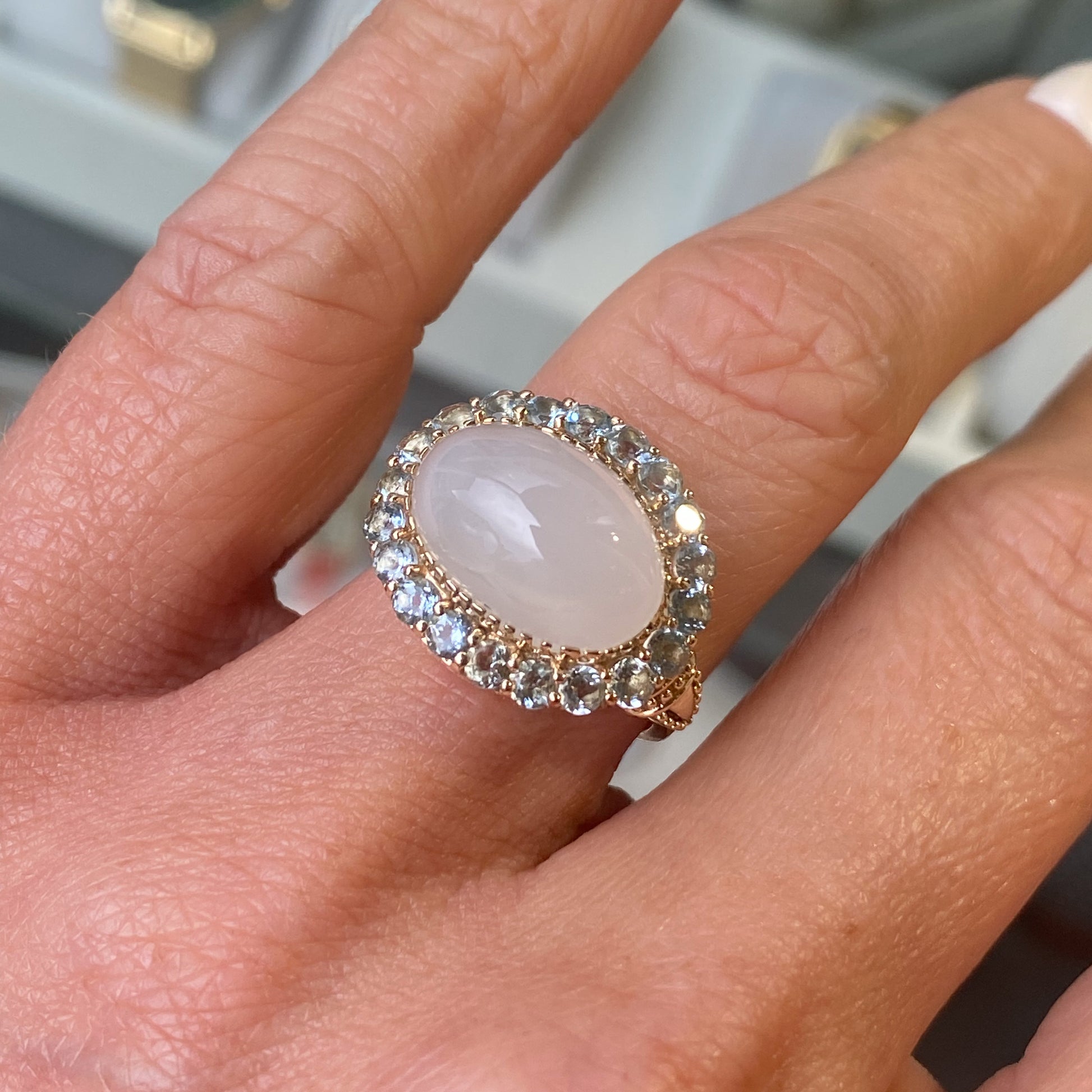 9ct Gold Moonstone & Aquamarine Ring - John Ross Jewellers