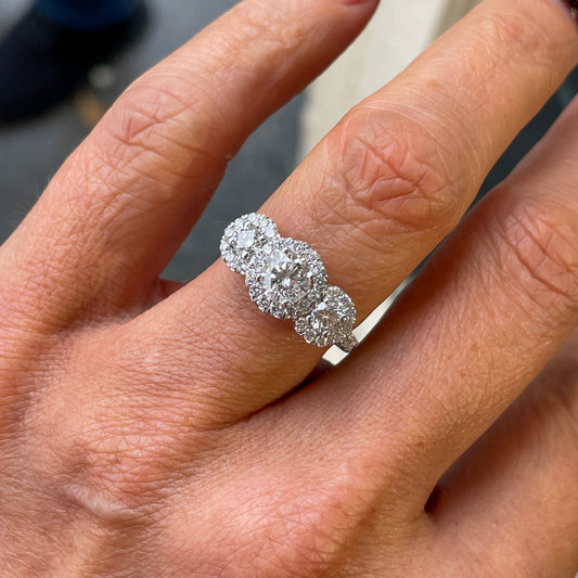 Platinum 1.74ct Diamond Trilogy Garland Ring | Diamond Shoulders - John Ross Jewellers