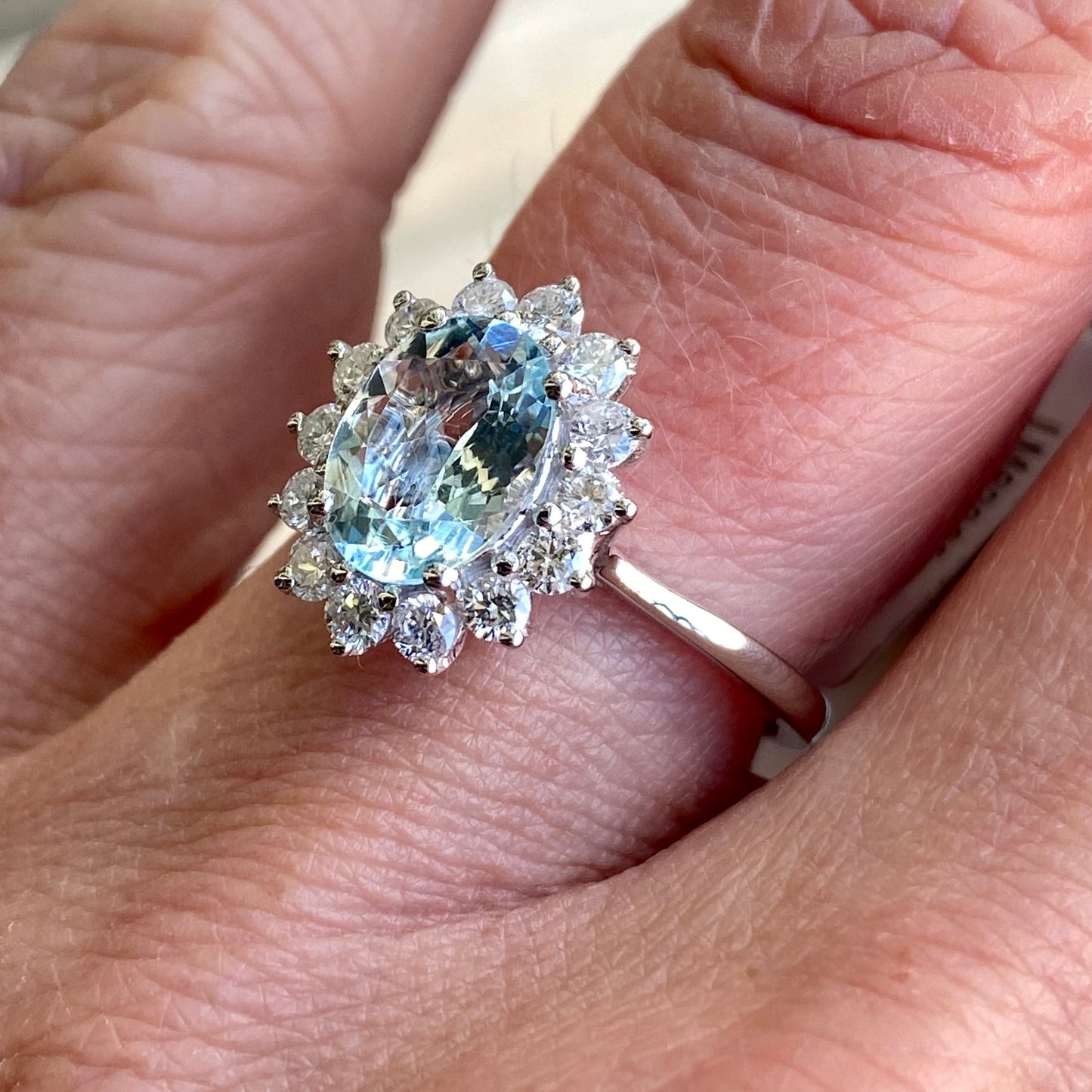 18ct White Gold Aquamarine & Diamond Ring - John Ross Jewellers