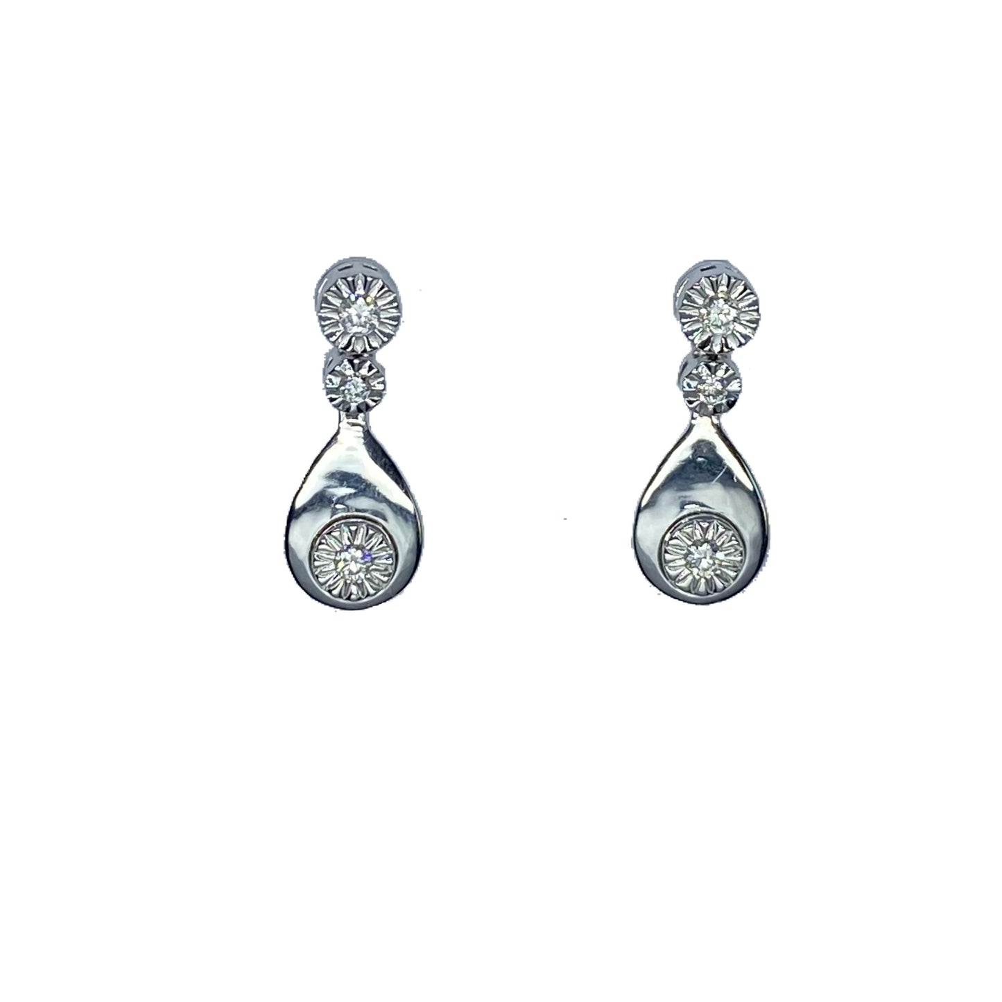 18ct White Gold 0.12ct Diamond Drop Earrings - John Ross Jewellers