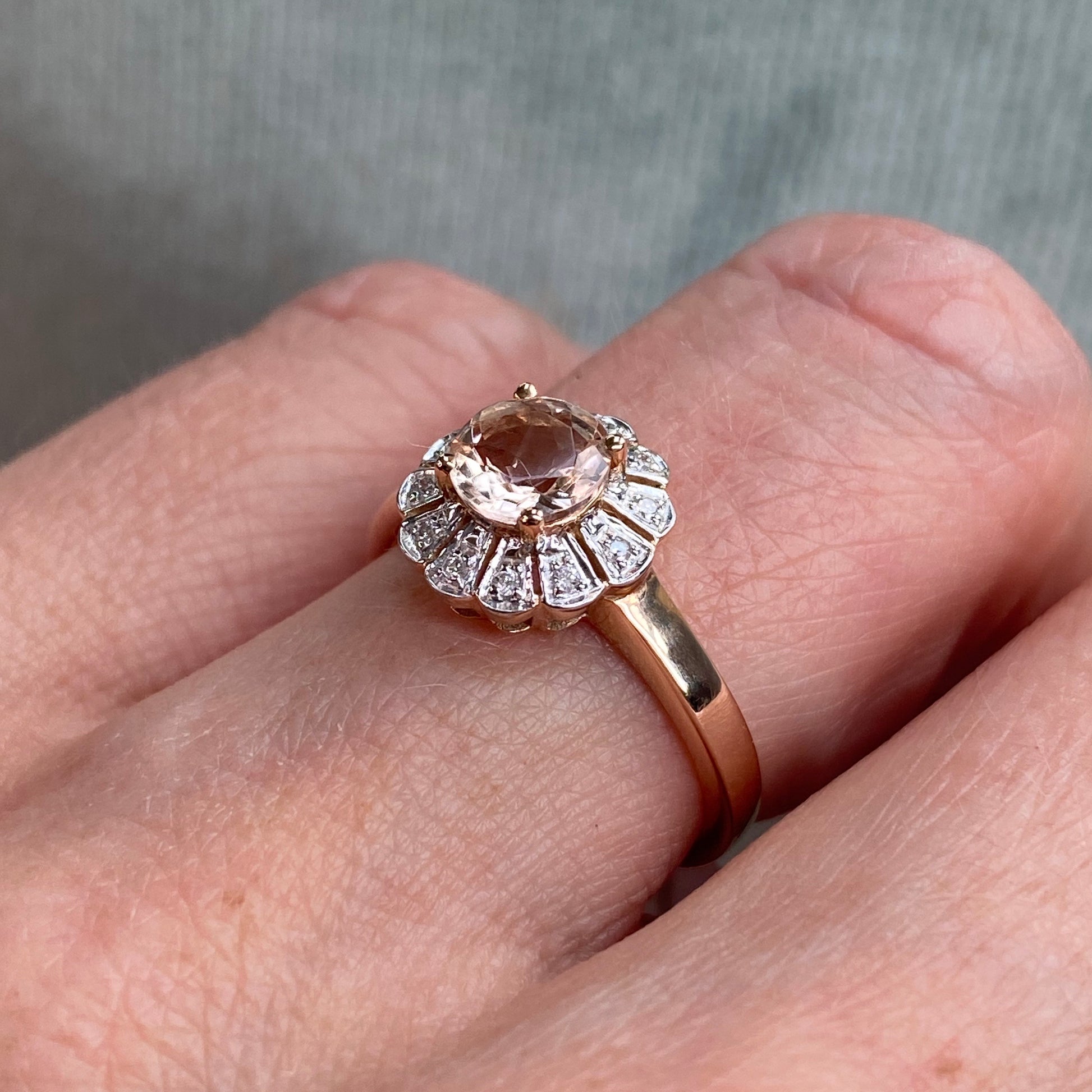9ct Rose Gold Morganite & Diamond Ring - John Ross Jewellers
