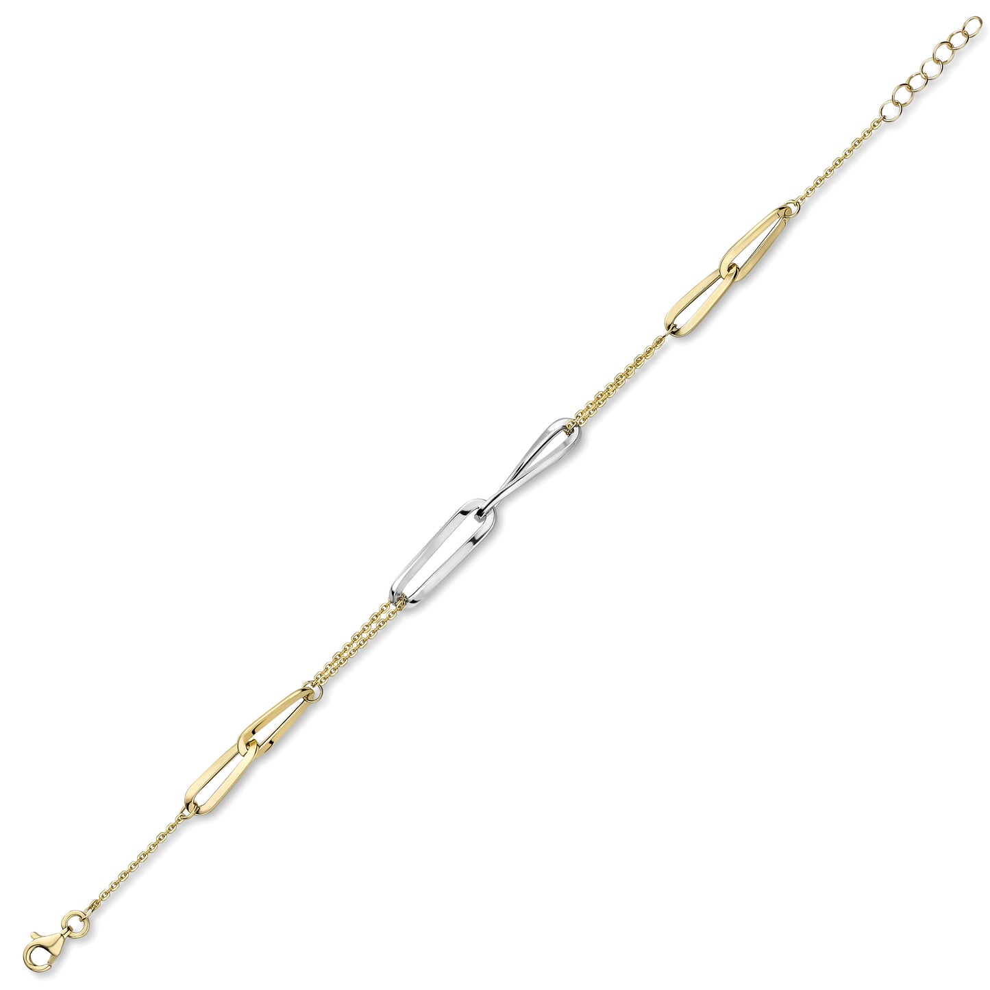 9ct Gold Two Tone Fine Bracelet - John Ross Jewellers