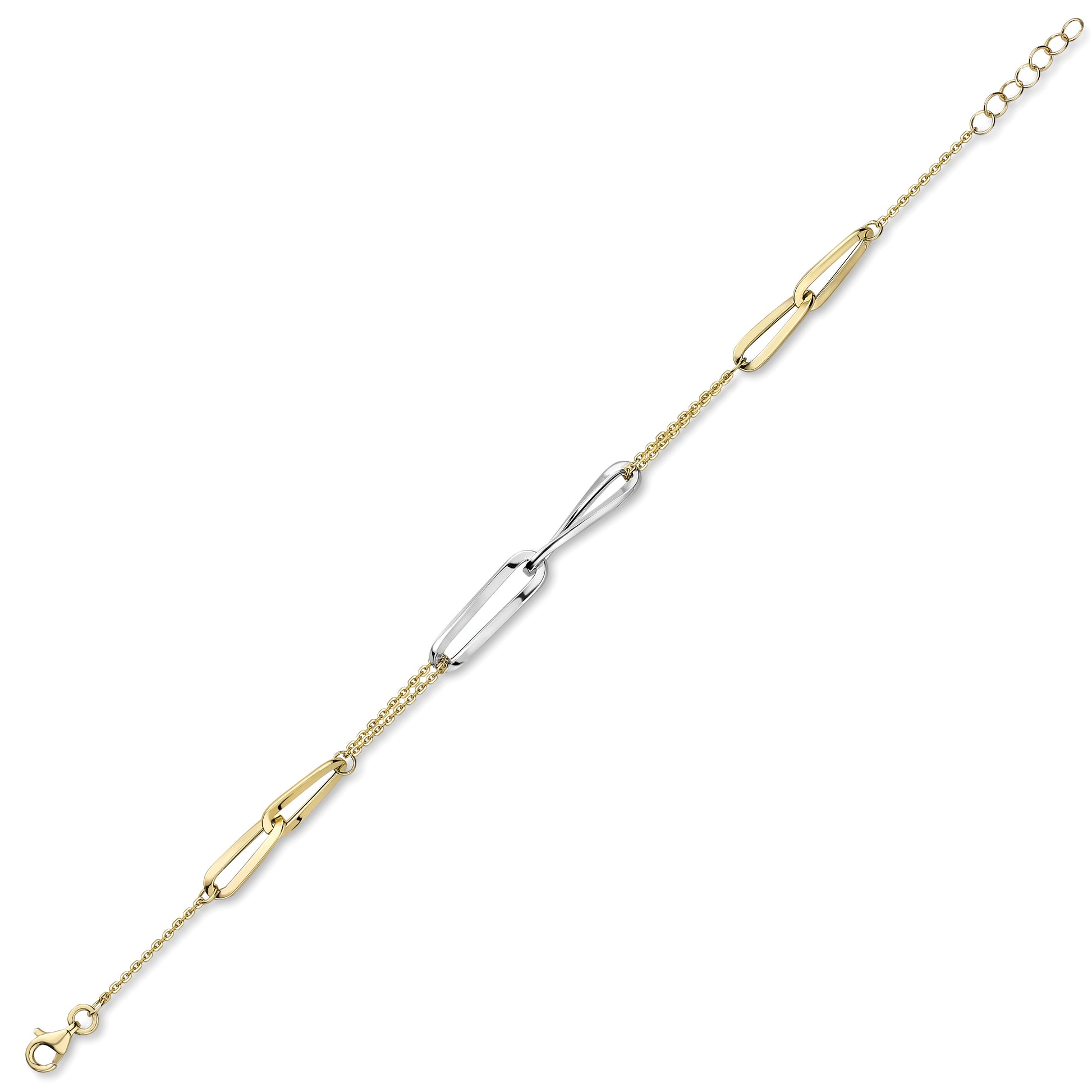9ct Gold Two Tone Fine Bracelet - John Ross Jewellers