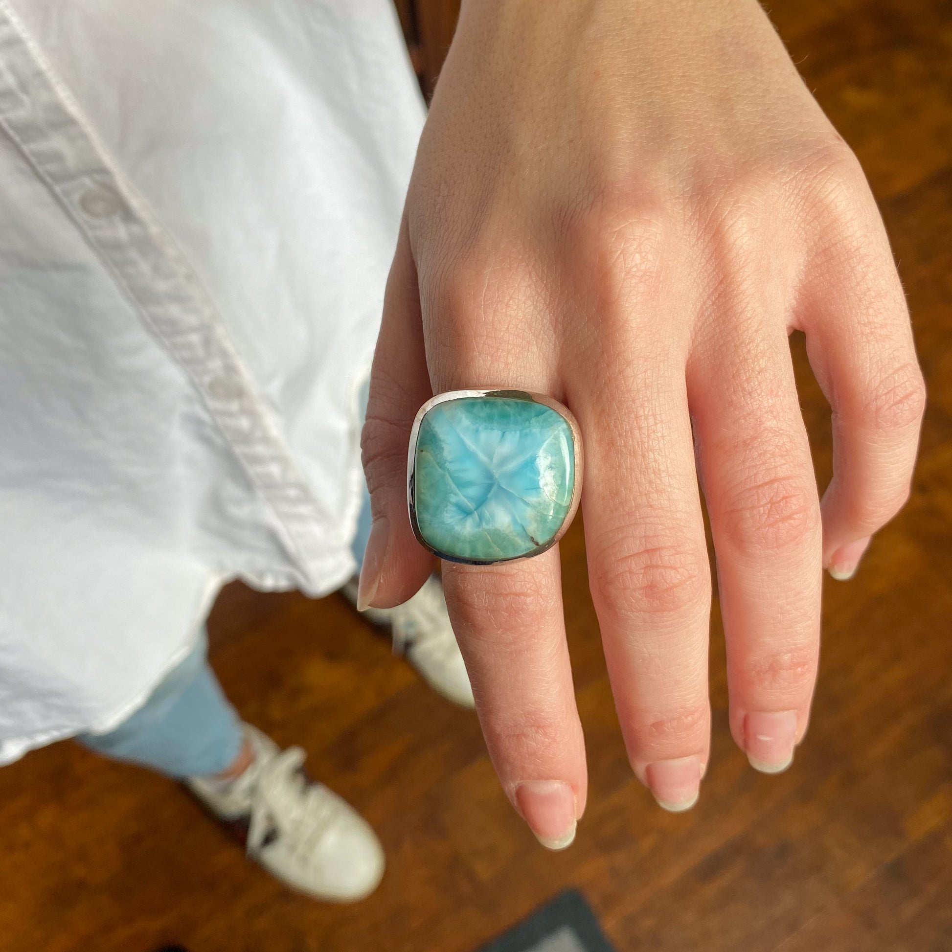 Silver Larimar Fan Ring - John Ross Jewellers