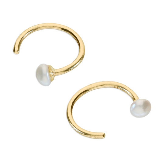 Sunshine Small Freshwater Pearl Pull Through Hoop Earrings | 10mm - John Ross Jewellers