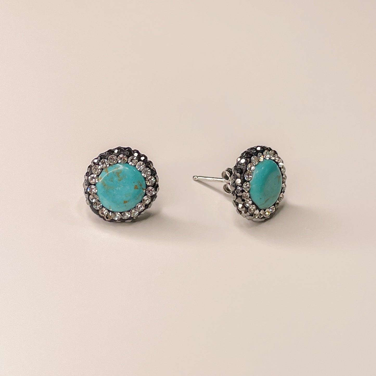 Silver Turquoise Nugget Druzy Stud Earrings - John Ross Jewellers