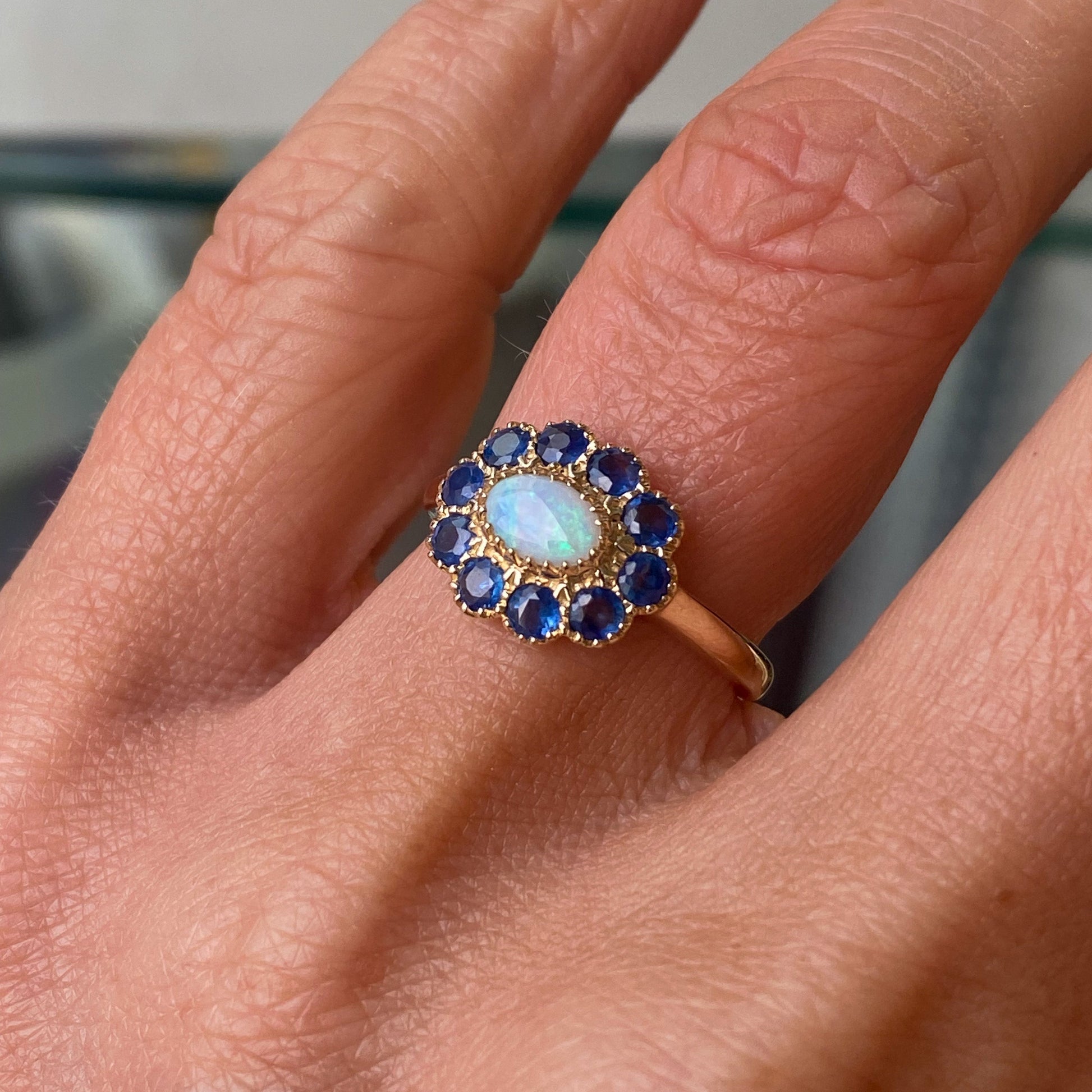 9ct Gold Opal & Sapphire Ring - John Ross Jewellers