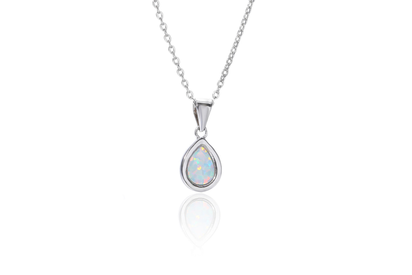 Silver Pear Opalique Necklace - John Ross Jewellers