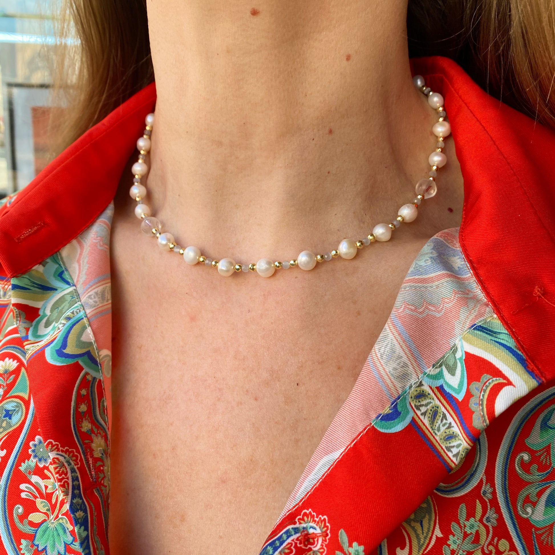 Limited Edition Moonstone & Freshwater Pearl Necklace | 45cm - John Ross Jewellers
